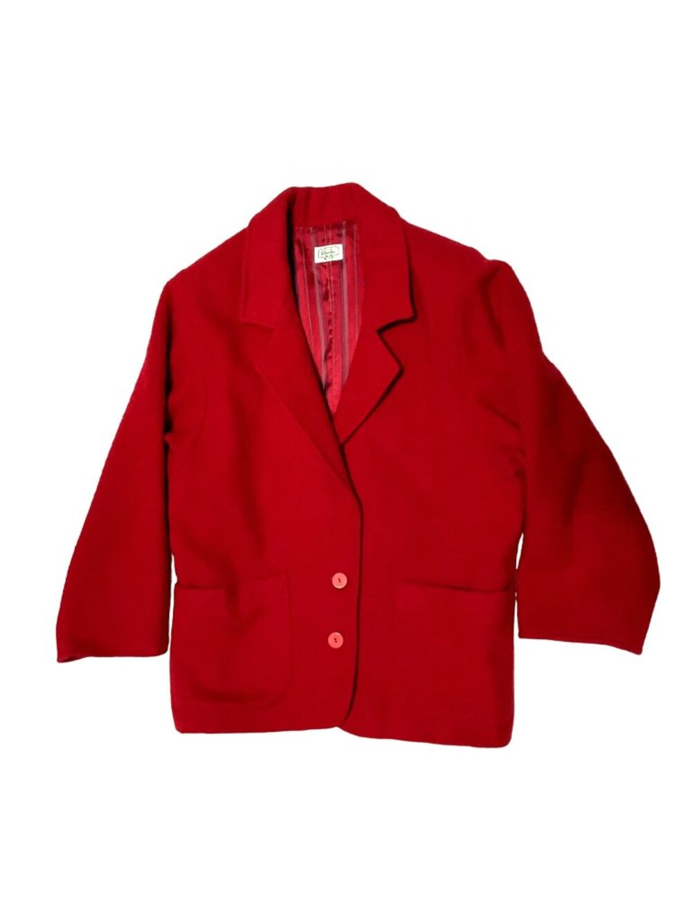 Vintage Benetton Red Wool Coat Sz 42 Fully Lined Structured Pockets Italy Womens